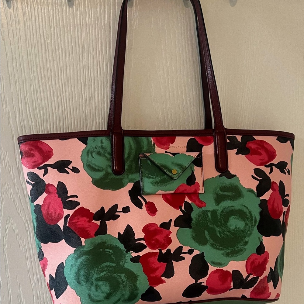 Marc Jacobs Colorful Canvas Leather Bag with Pouch